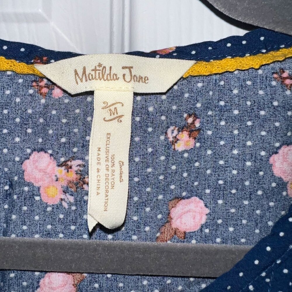 Matilda Jane Women's Brilliant Daydream Floral Polka Dot Blouse Size M - Picture 7 of 7